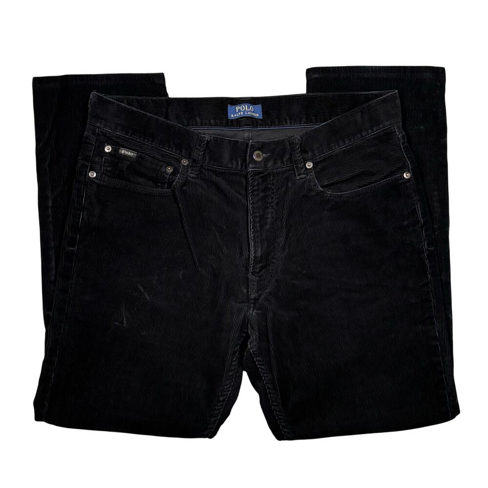 Polo Ralph Lauren The Varick Slim Straight Black Corduroy Pants Mens Size 34 30